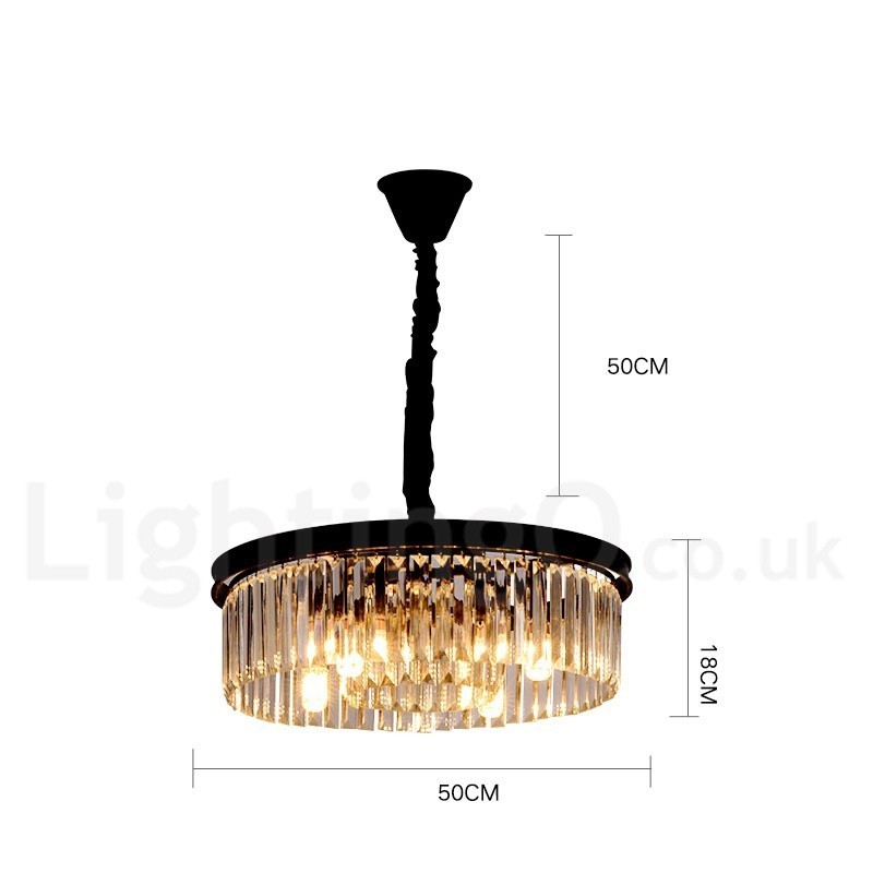 Lampadario a sospensione rotondo in cristallo K9 moderno, GU10, Ø50/75/95 cm, H 18 cm
