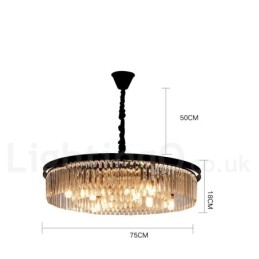 Lampadario a sospensione rotondo in cristallo K9 moderno, GU10, Ø50/75/95 cm, H 18 cm