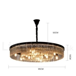 Lampadario a sospensione rotondo in cristallo K9 moderno, GU10, Ø50/75/95 cm, H 18 cm