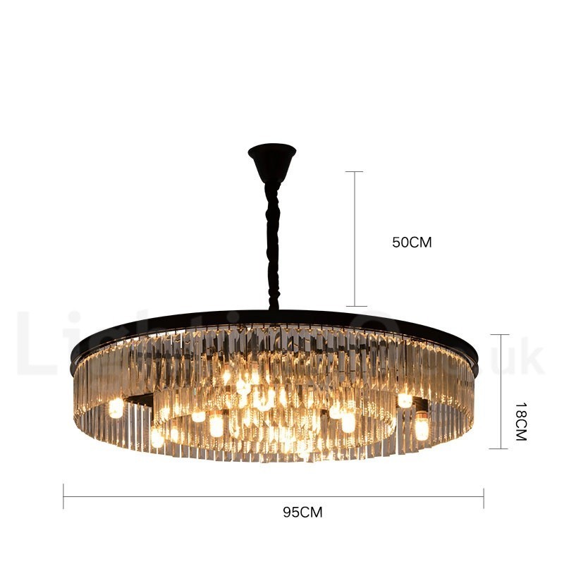 Lampadario a sospensione rotondo in cristallo K9 moderno, GU10, Ø50/75/95 cm, H 18 cm