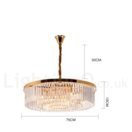 Lampadario a sospensione rotondo in cristallo K9 moderno, GU10, Ø50/75/95 cm, H 18 cm