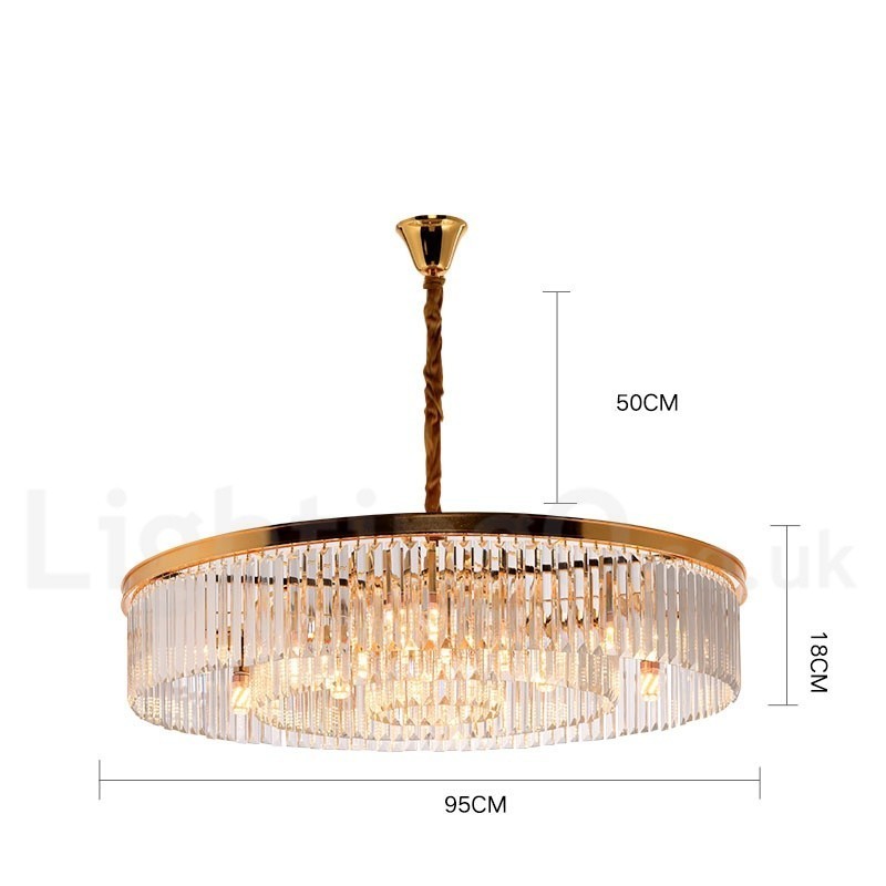 Lampadario a sospensione rotondo in cristallo K9 moderno, GU10, Ø50/75/95 cm, H 18 cm