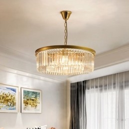 Lampadario a sospensione rotondo in cristallo K9 moderno, GU10, Ø50/75/95 cm, H 18 cm