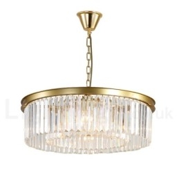 Lampadario a sospensione rotondo in cristallo K9 moderno, GU10, Ø50/75/95 cm, H 18 cm