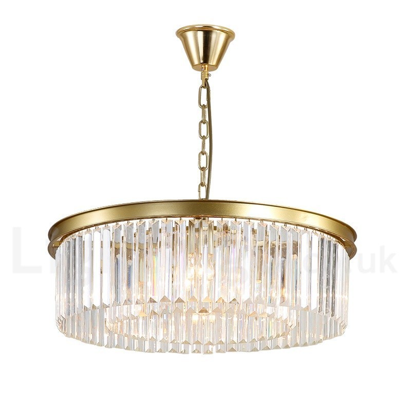 Lampadario a sospensione rotondo in cristallo K9 moderno, GU10, Ø50/75/95 cm, H 18 cm