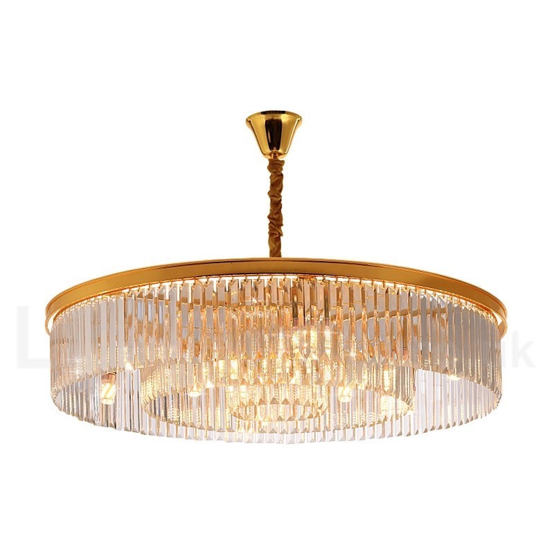 Lampadario a sospensione rotondo in cristallo K9 moderno, GU10, Ø50/75/95 cm, H 18 cm