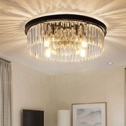 Plafoniera a filo rotonda in cristallo K9, LED, moderna, 50/75/95 cm