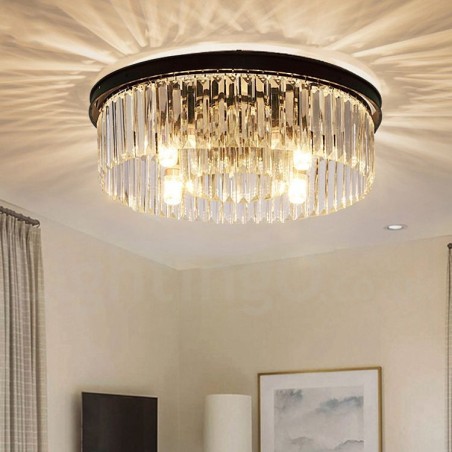 Plafoniera a filo rotonda in cristallo K9, LED, moderna, 50/75/95 cm