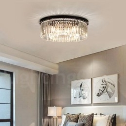 Plafoniera a filo rotonda in cristallo K9, LED, moderna, 50/75/95 cm