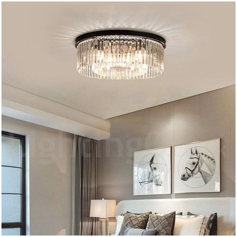 Plafoniera a filo rotonda in cristallo K9, LED, moderna, 50/75/95 cm