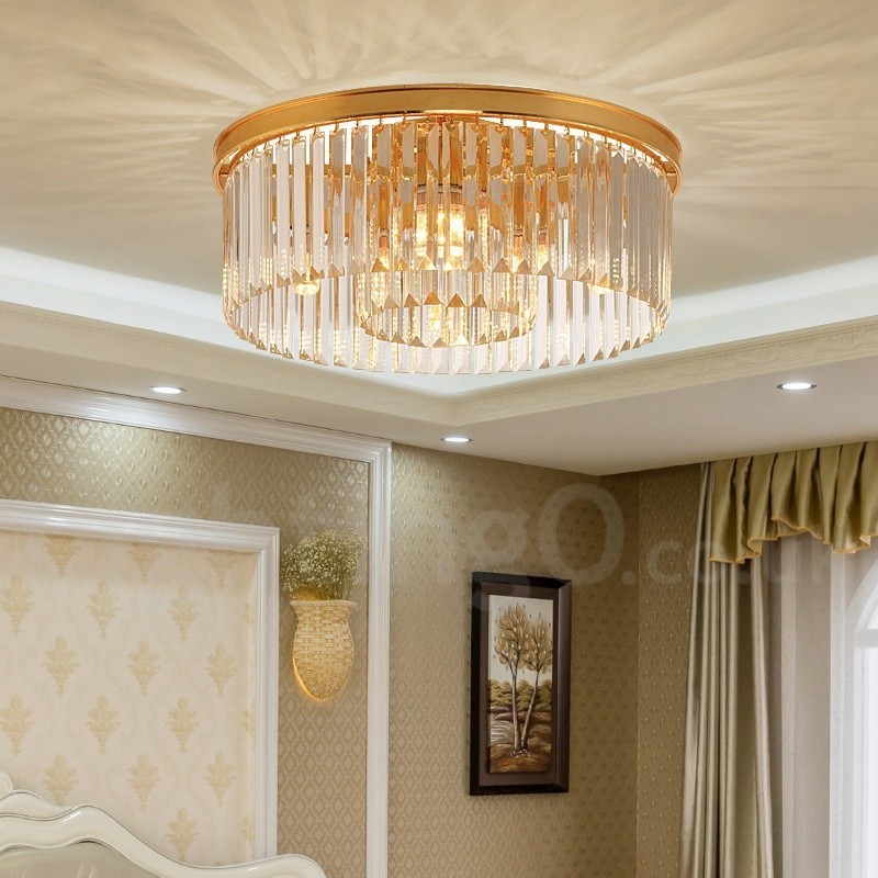 Plafoniera a filo rotonda in cristallo K9, LED, moderna, 50/75/95 cm