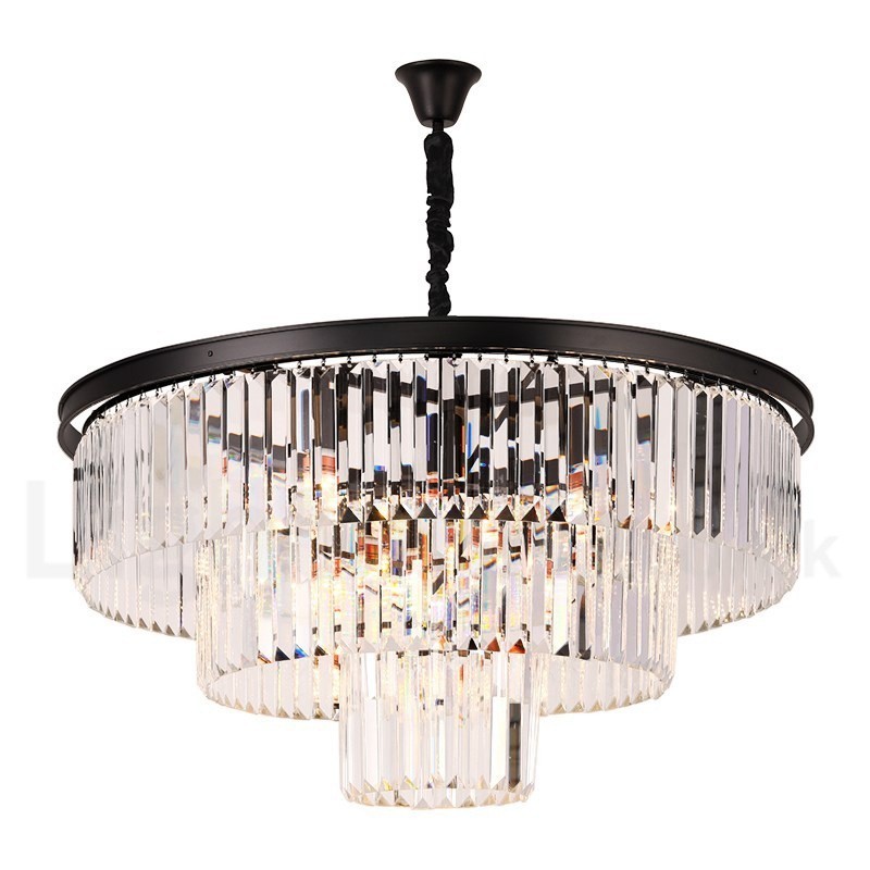 Lampadario a sospensione rotondo in cristallo K9 moderno, diametro 35/50/75/95 cm