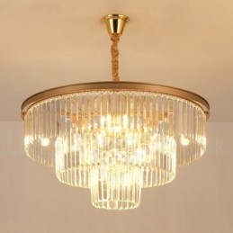 Lampadario a sospensione rotondo in cristallo K9 moderno, diametro 35/50/75/95 cm