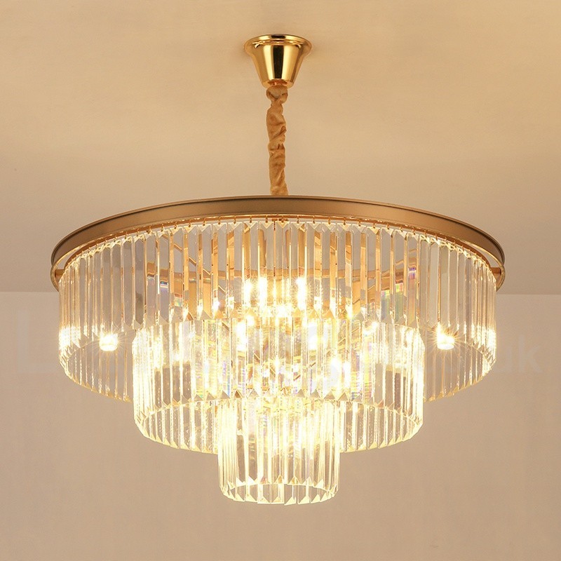 Lampadario a sospensione rotondo in cristallo K9 moderno, diametro 35/50/75/95 cm