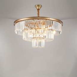 Lampadario a sospensione rotondo in cristallo K9 moderno, diametro 35/50/75/95 cm