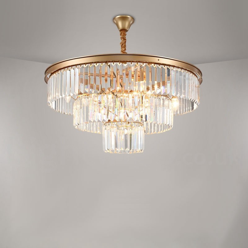 Lampadario a sospensione rotondo in cristallo K9 moderno, diametro 35/50/75/95 cm