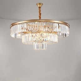 Lampadario a sospensione rotondo in cristallo K9 moderno, diametro 35/50/75/95 cm