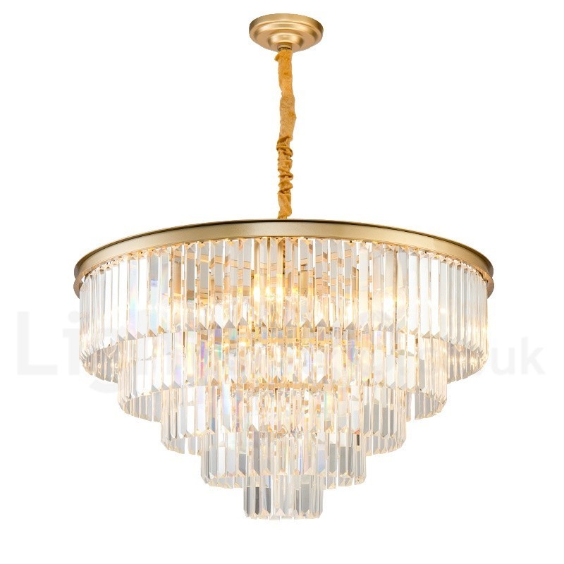 Lampadario a sospensione rotondo in cristallo K9 moderno, diametro 35/50/75/95 cm