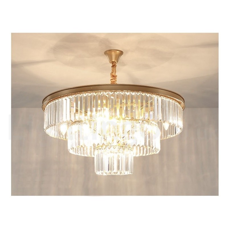Lampadario a sospensione rotondo in cristallo K9 moderno, diametro 35/50/75/95 cm