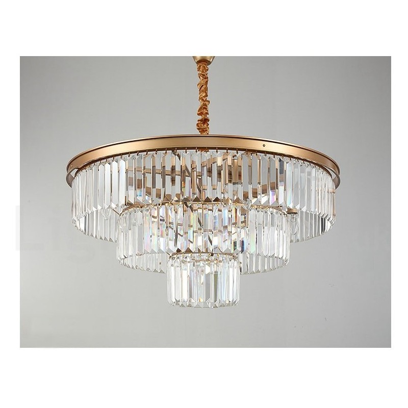 Lampadario a sospensione rotondo in cristallo K9 moderno, diametro 35/50/75/95 cm
