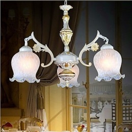 Lampadario retrò Jane in ferro e vetro stile mediterraneo bronzo e beige