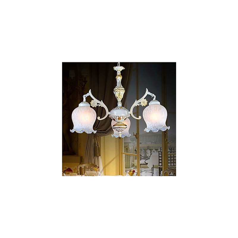 Lampadario retrò Jane in ferro e vetro stile mediterraneo bronzo e beige