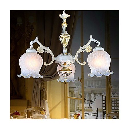 Lampadario retrò Jane in ferro e vetro stile mediterraneo bronzo e beige