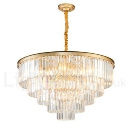 Lampadario a sospensione rotondo in cristallo K9 moderno, diametro 35/50/75/95 cm