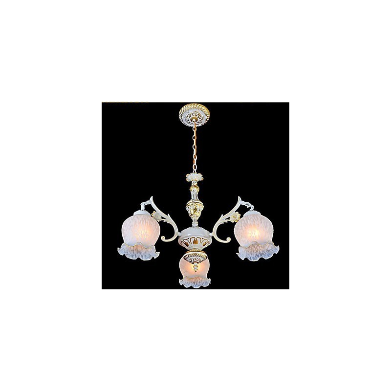 Lampadario retrò Jane in ferro e vetro stile mediterraneo bronzo e beige