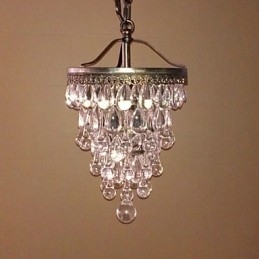 Lampadario moderno con perline di cristallo, 1 luce, finitura ottone antico