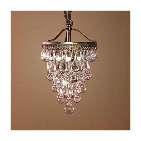 Lampadario moderno con perline di cristallo, 1 luce, finitura ottone antico