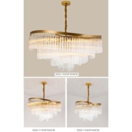 Lampadario a sospensione rotondo in cristallo K9 dorato, GU10