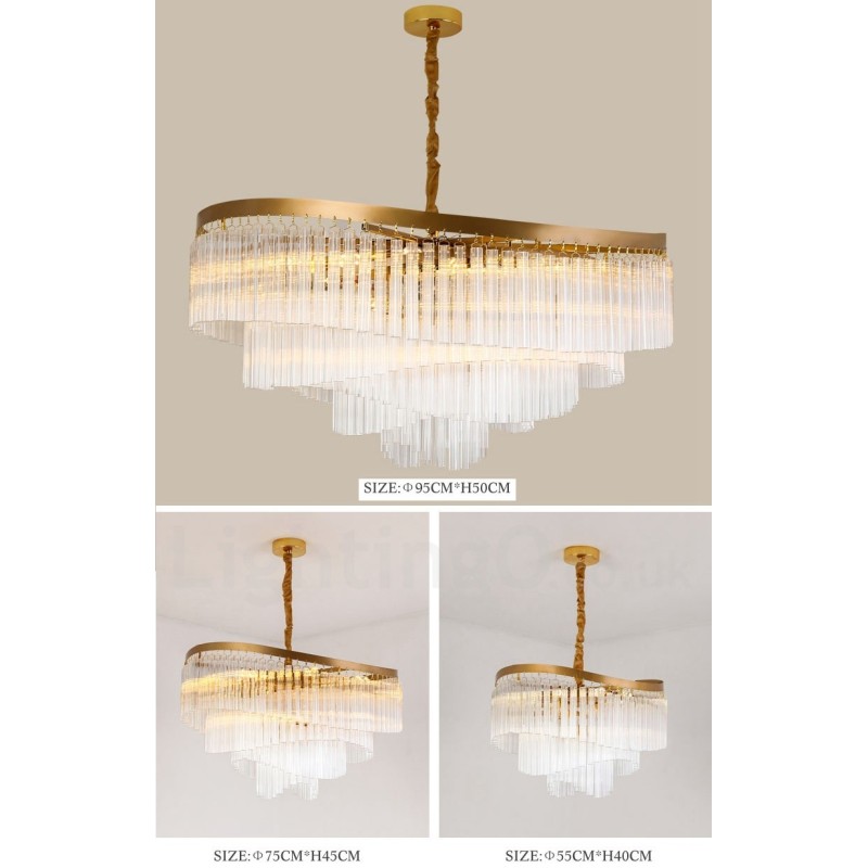 Lampadario a sospensione rotondo in cristallo K9 dorato, GU10