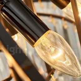 Lampadario a sospensione rotondo in cristallo K9 dorato, E14, H43 cm