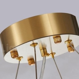 Lampadario a sospensione moderno di lusso oro e nero con pendente rotondo in cristallo K9