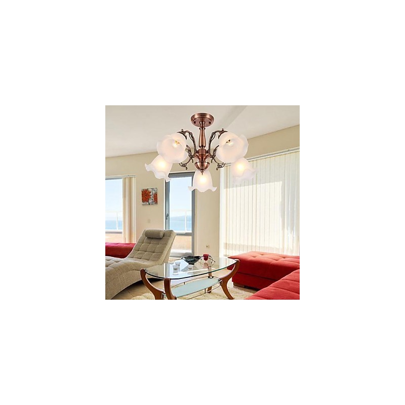 Lampadario moderno classico retrò in metallo elettroplaccato, montaggio a filo, 62 cm