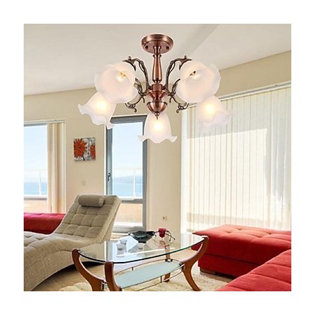 Lampadario moderno classico retrò in metallo elettroplaccato, montaggio a filo, 62 cm