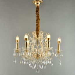 Lampadario di cristallo stile americano 6 luci E14 oro argento 52 cm
