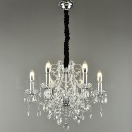 Lampadario di cristallo stile americano 6 luci E14 oro argento 52 cm