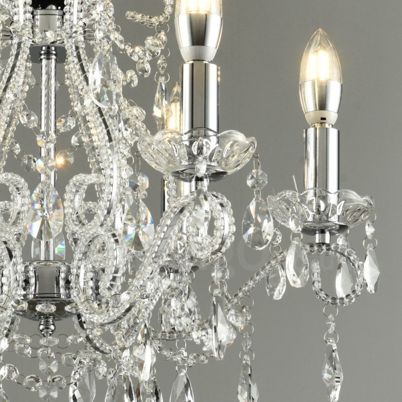 Lampadario di cristallo stile americano 6 luci E14 oro argento 52 cm