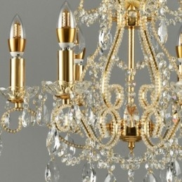 Lampadario di cristallo stile americano 6 luci E14 oro argento 52 cm