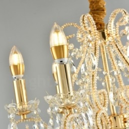 Lampadario di cristallo stile americano 6 luci E14 oro argento 52 cm
