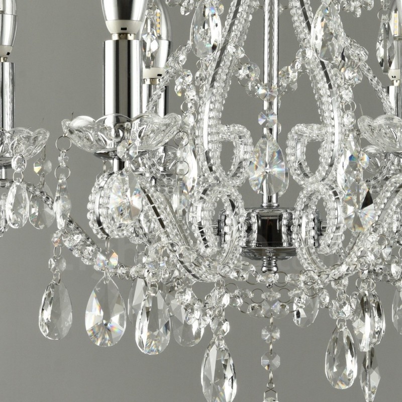 Lampadario di cristallo stile americano 6 luci E14 oro argento 52 cm