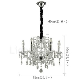 Lampadario di cristallo stile americano 6 luci E14 oro argento 52 cm