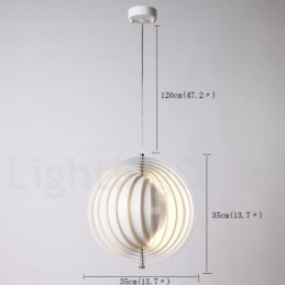 Lampada a sospensione Globo White Rotate moderna contemporanea, Ø 35 cm, filo 120 cm, attacco E27