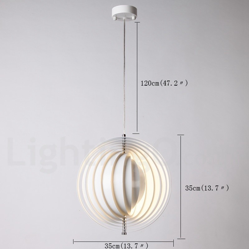 Lampada a sospensione Globo White Rotate moderna contemporanea, Ø 35 cm, filo 120 cm, attacco E27