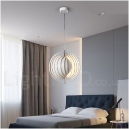 Lampada a sospensione Globo White Rotate moderna contemporanea, Ø 35 cm, filo 120 cm, attacco E27