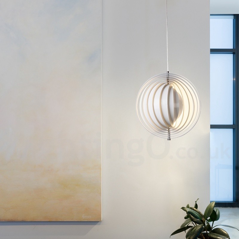 Lampada a sospensione Globo White Rotate moderna contemporanea, Ø 35 cm, filo 120 cm, attacco E27