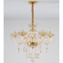 Lampadario a 6 luci in cristallo color champagne stile candela