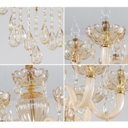 Lampadario a 6 luci in cristallo color champagne stile candela